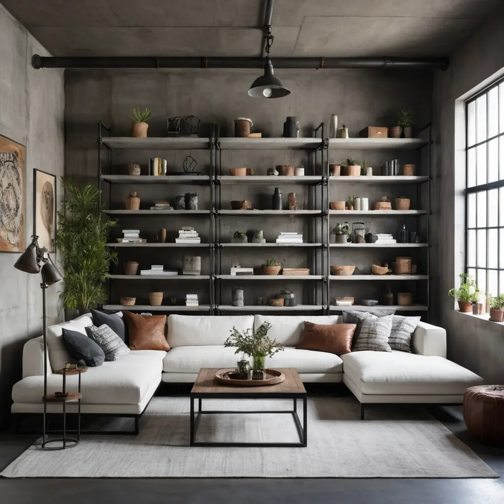 Industrial Style with White Couch