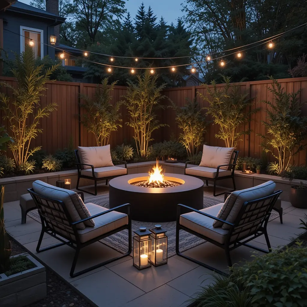 Integrate a Minimalist Fire Pit for a Compact Touch of Warmth