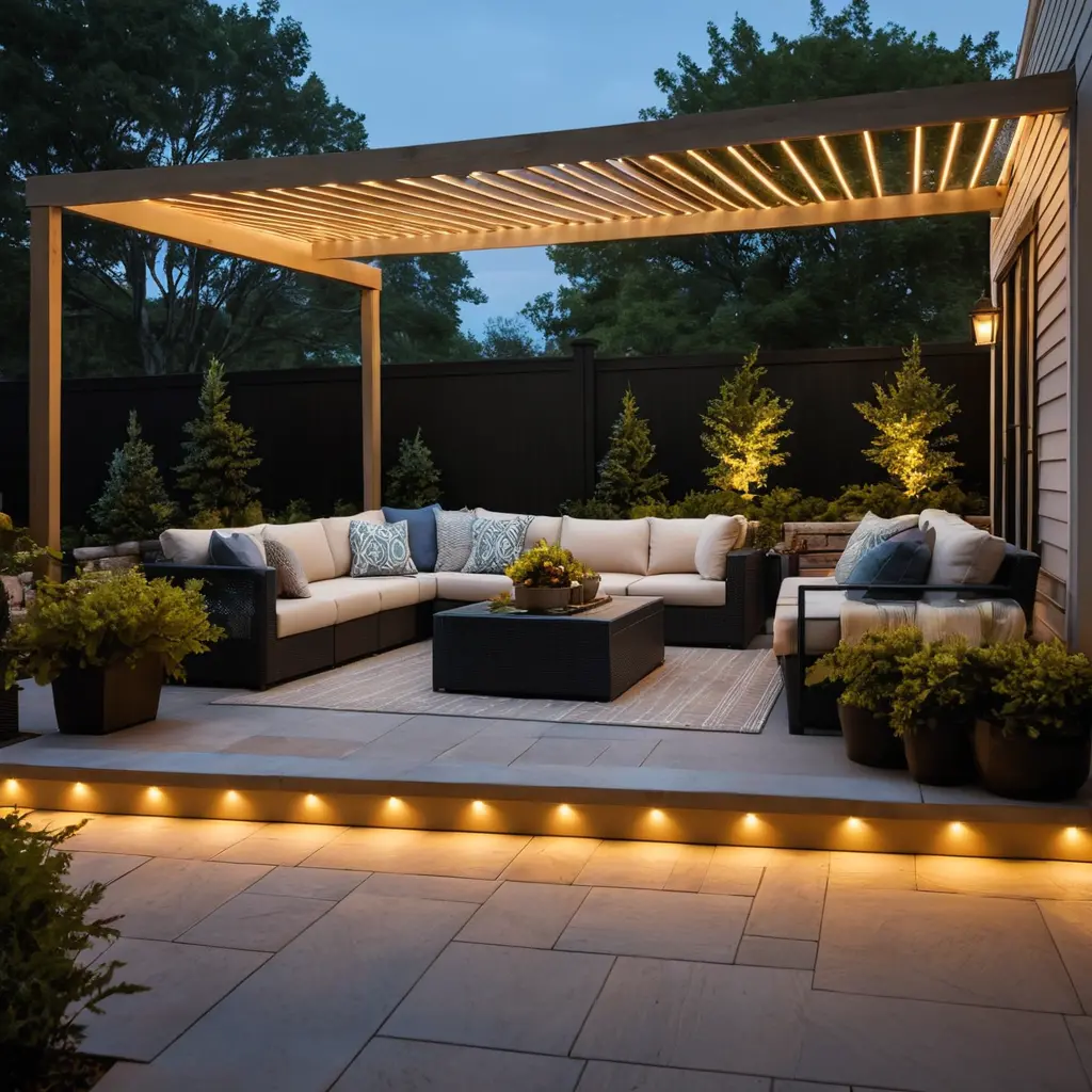 LED Strip Lights on Patio Walls