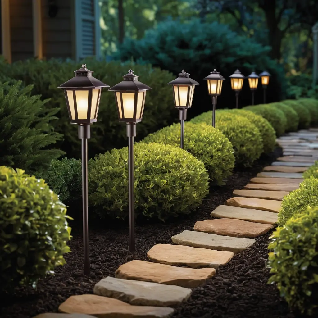 Lantern-Like Pathway Lights on Stakes