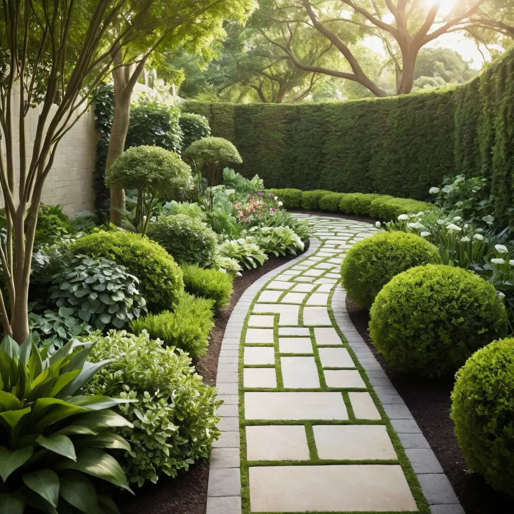 Lush Green Paver Walkway