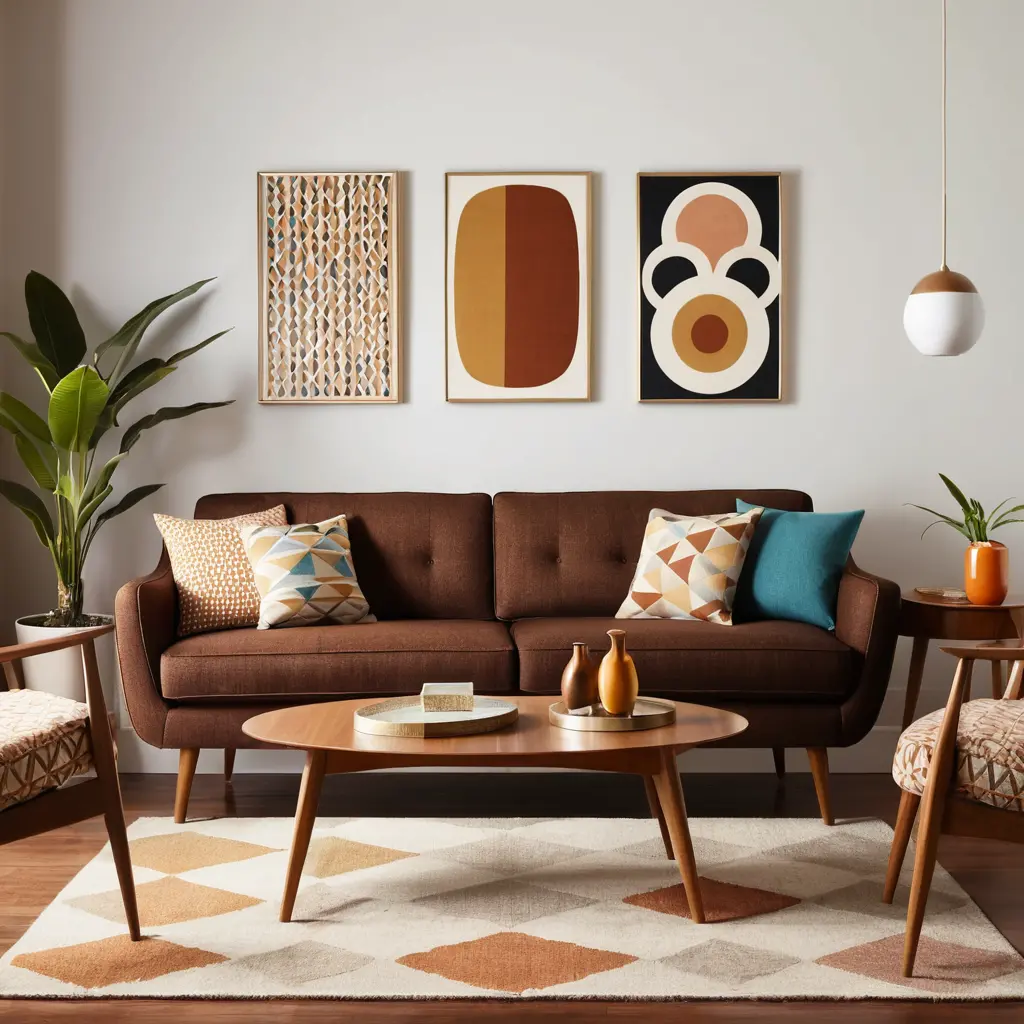 Mid-Century Modern Design with a Brown Sofa