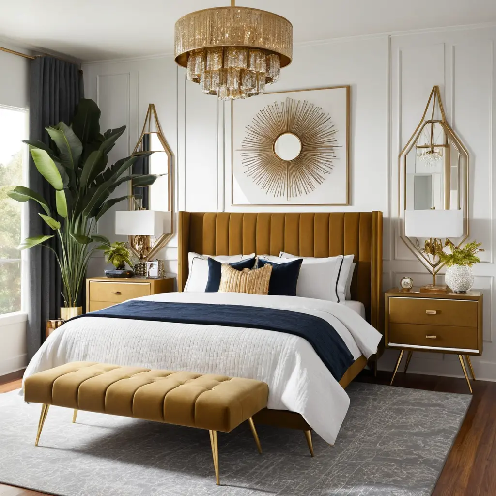 Mid-Century Modern Glam Master Bedroom