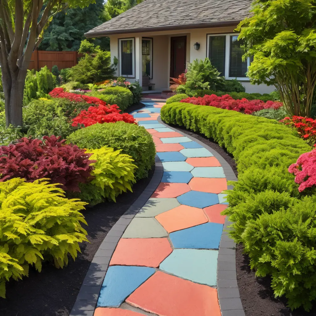 Multi-Colored Paver Walkway