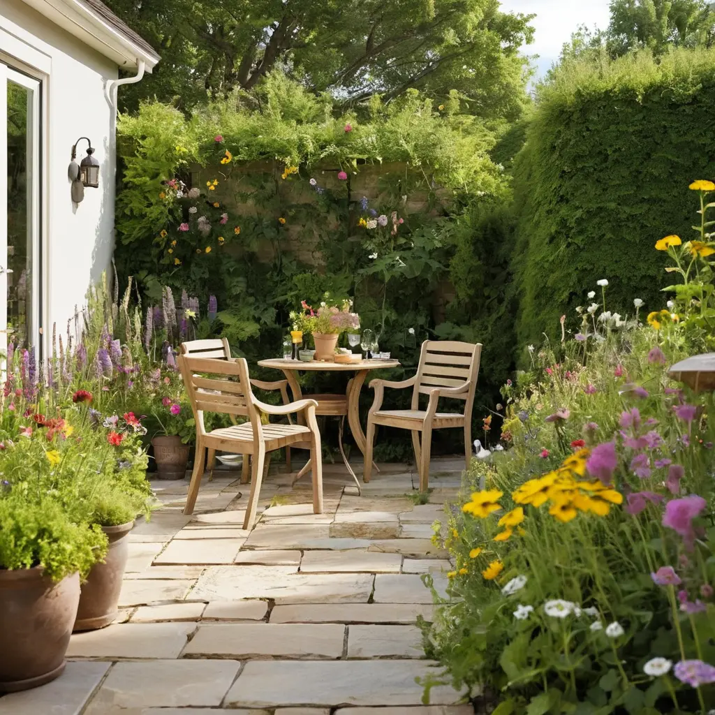 Nature-Focused Patio with Wildflowers