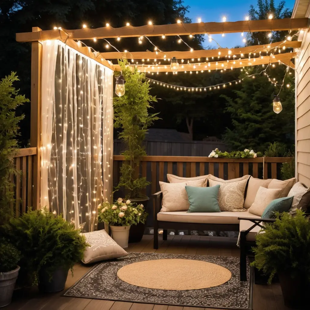 Outdoor Curtain Lights on a Fence