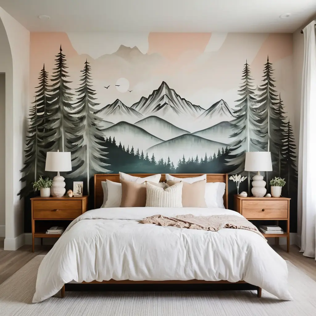 Painted Mural Headboard Wall