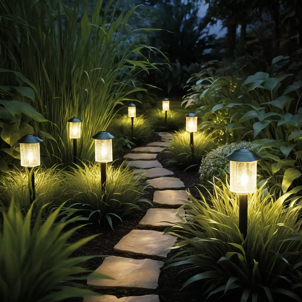 Pathway Lights Inside Tall Grass for Hidden Glow