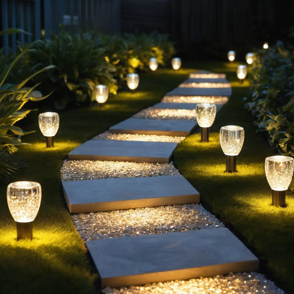 Pathway Lights with Crushed Glass for a Sparkling Effect