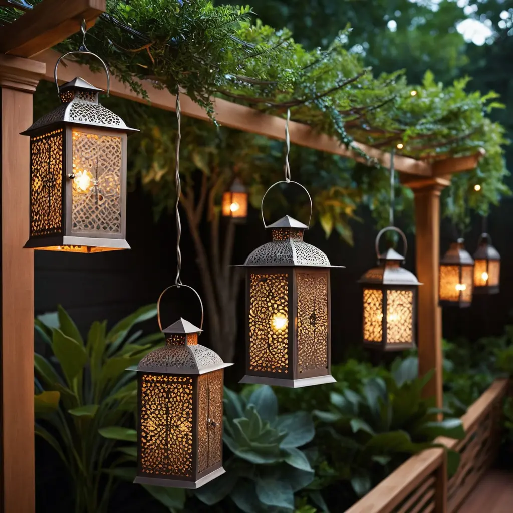 Punched Metal Lantern String Lights for a Moroccan Feel