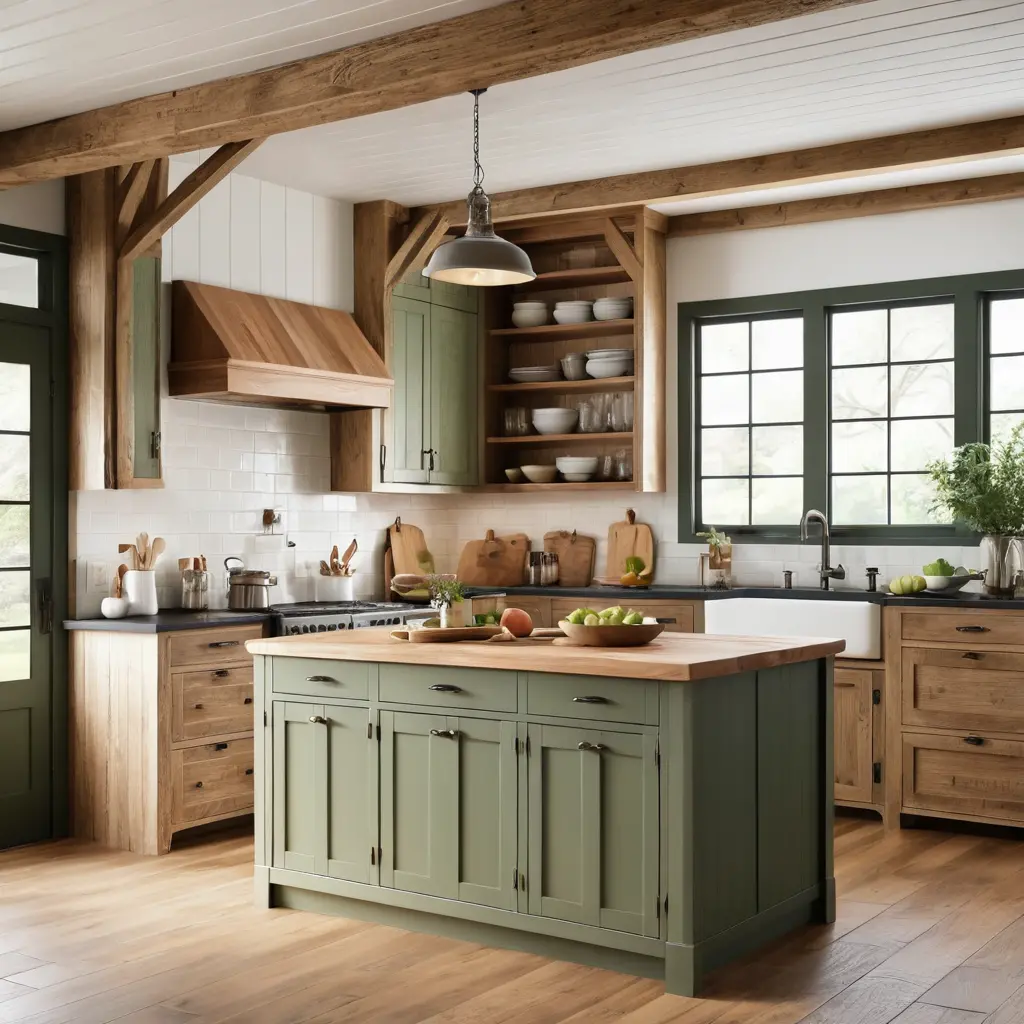 Rustic Farmhouse White Oak Cabinets for Cozy Charm