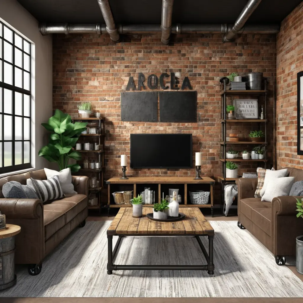 Rustic Industrial Fusion Living Room