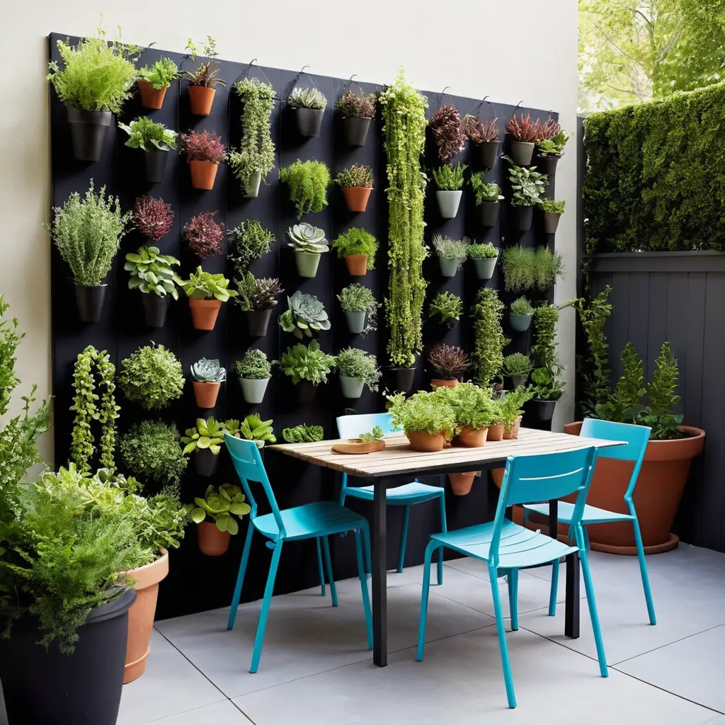 Small Space Patio with Vertical Gardens