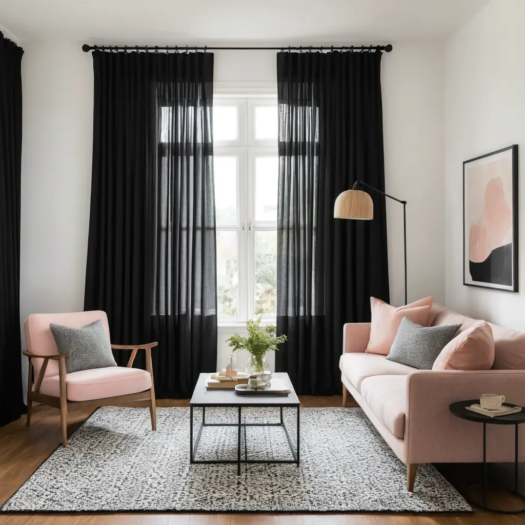 Soft Light with Sheer Black Curtains