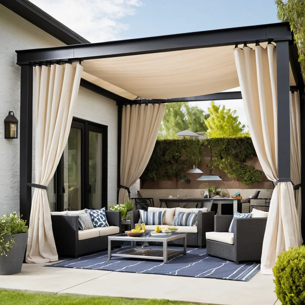 Steel Frame with Outdoor Curtains