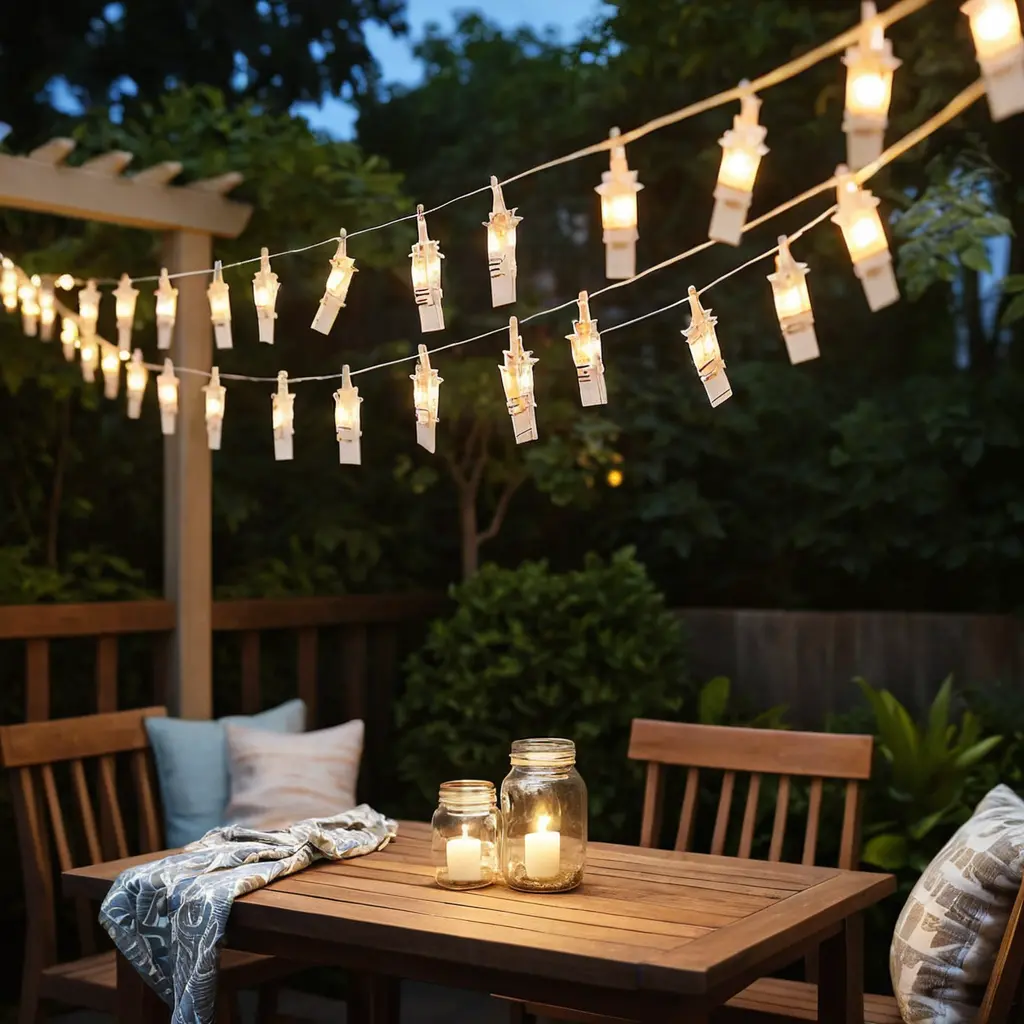 String Lights with Clothespins for Photo Displays