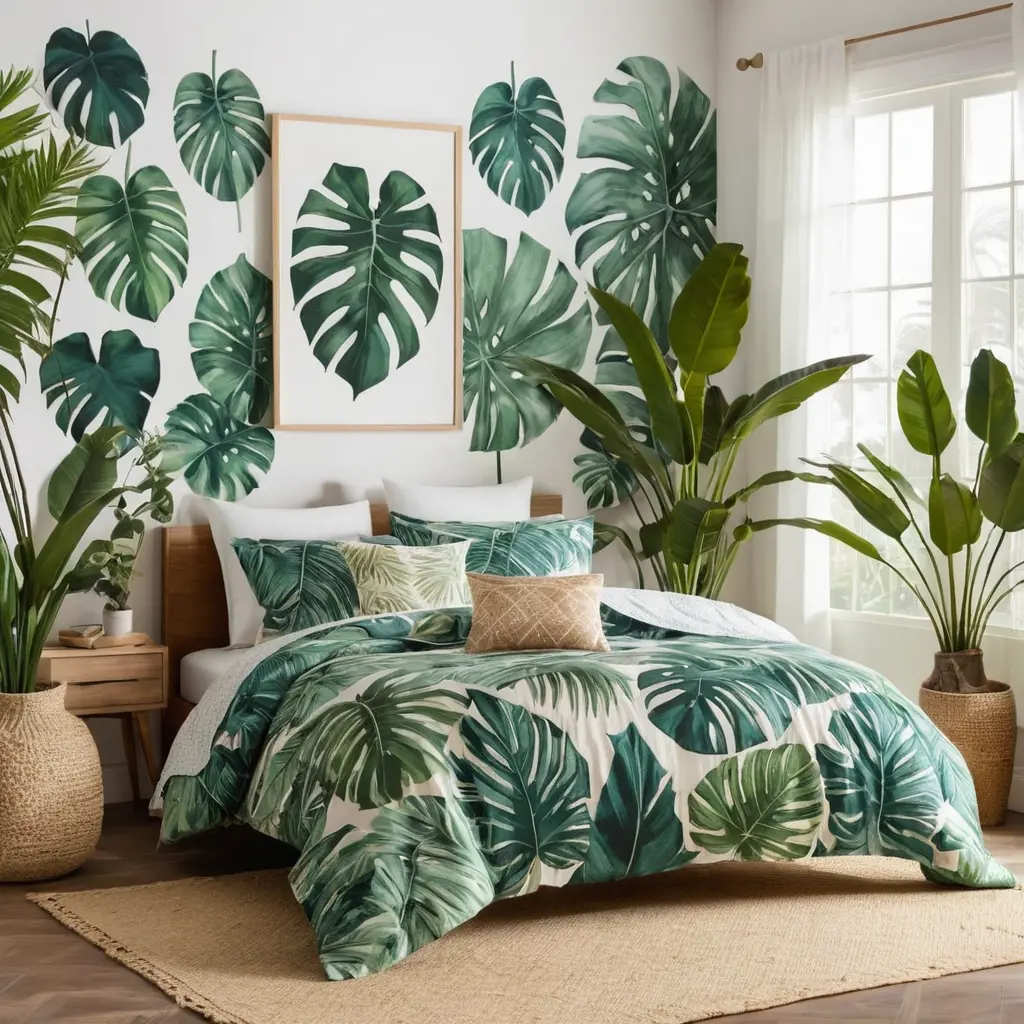 Tropical Palm and Monstera Accents