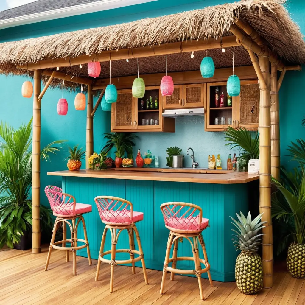 Tropical Paradise Patio with a Tiki Bar