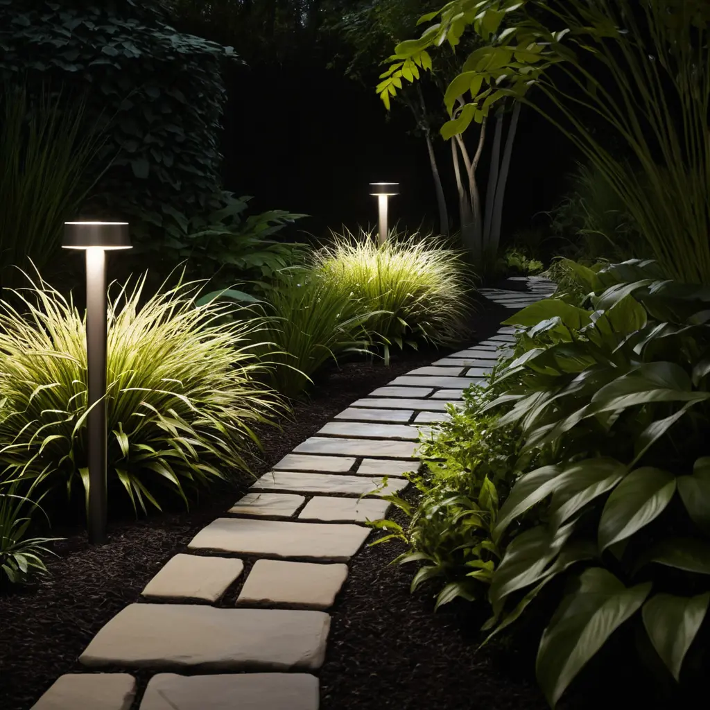 Upward-Facing Pathway Lights for a Dynamic Effect