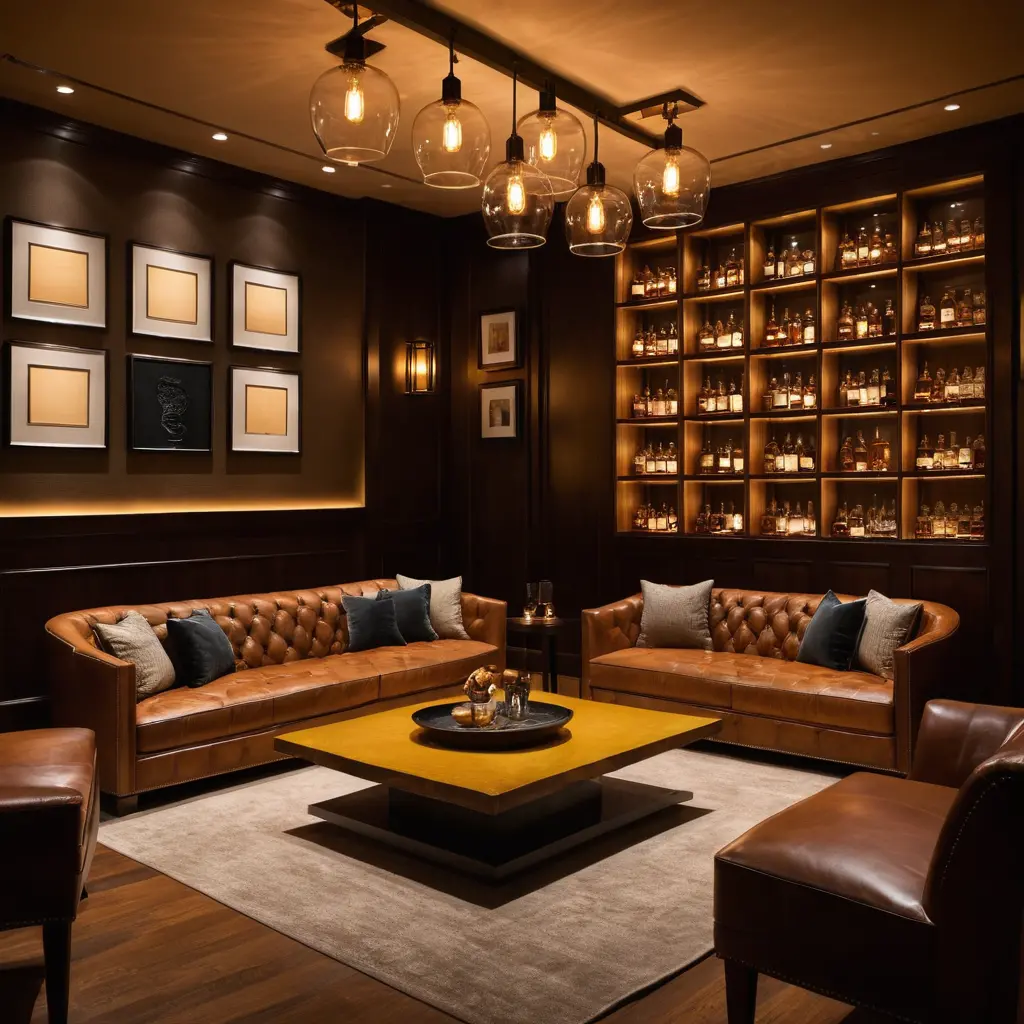 Whisky Lounge with Artful Lighting