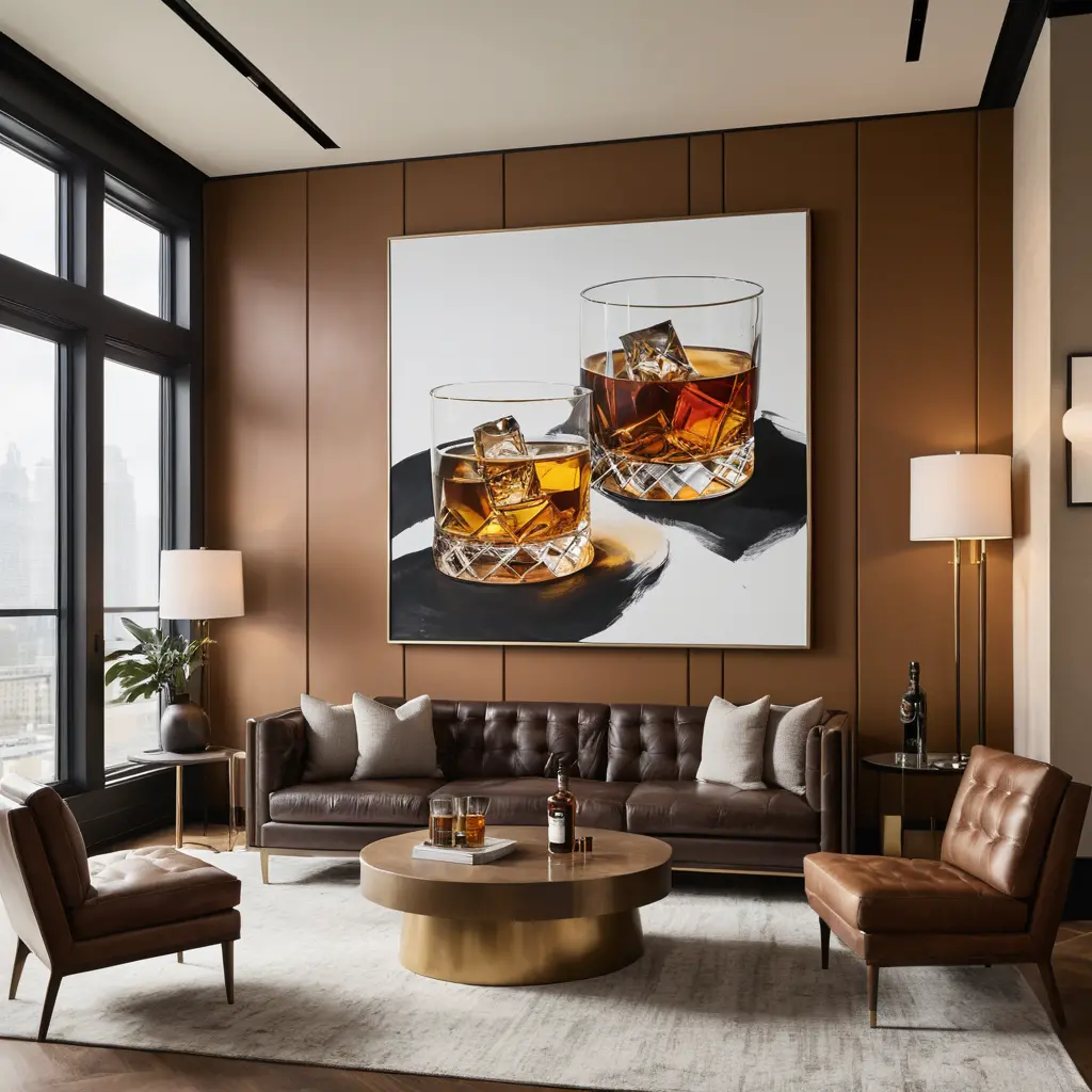 Whisky Lounge with Large-Scale Art