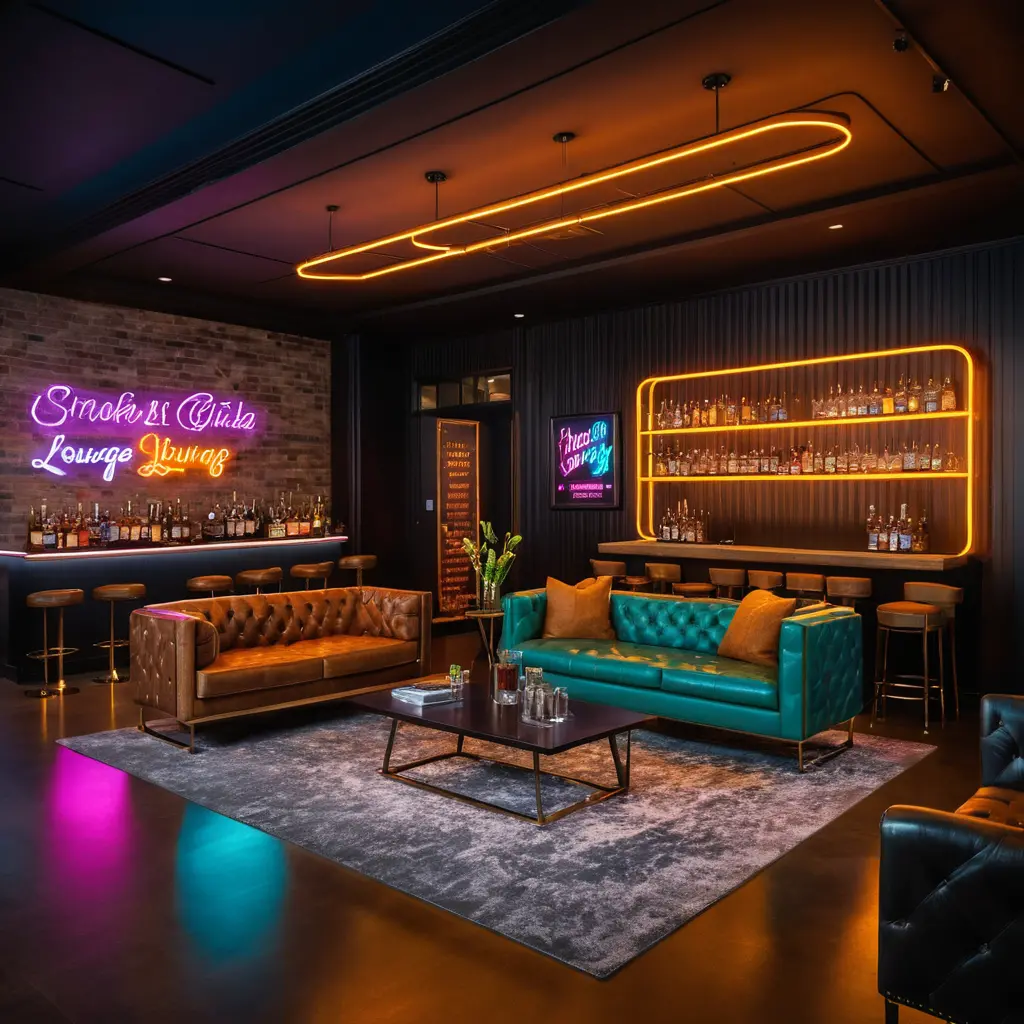 Whisky Lounge with Neon Signs