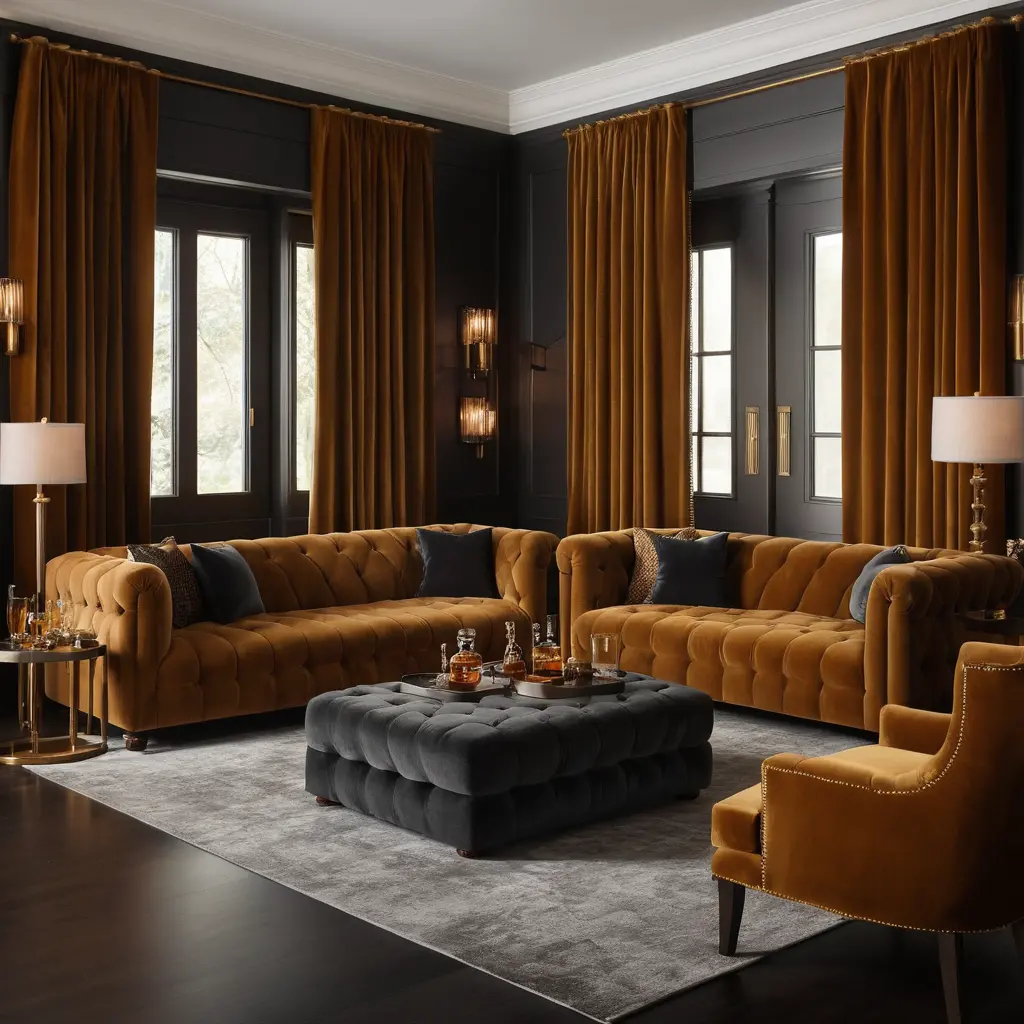 Whisky Lounge with Velvet Accents