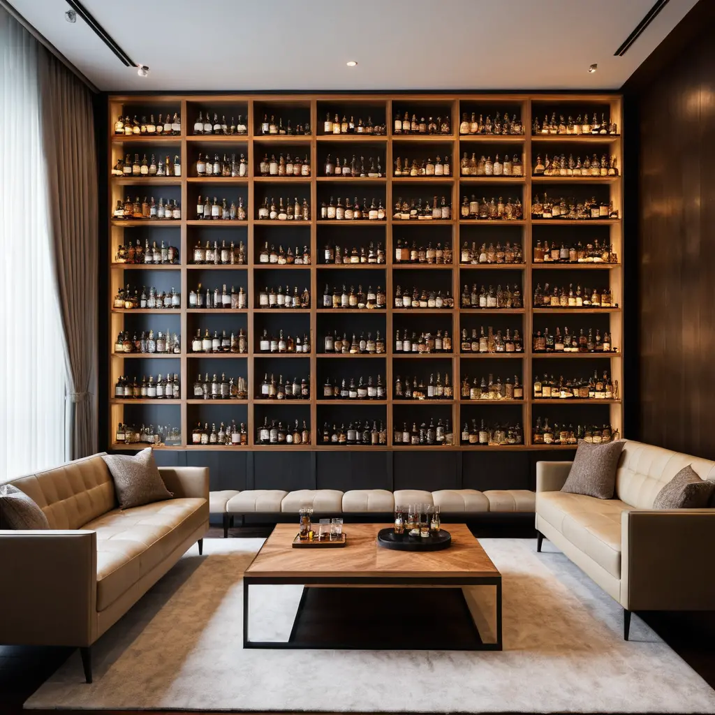 Whisky Lounge with a Custom Whisky Wall