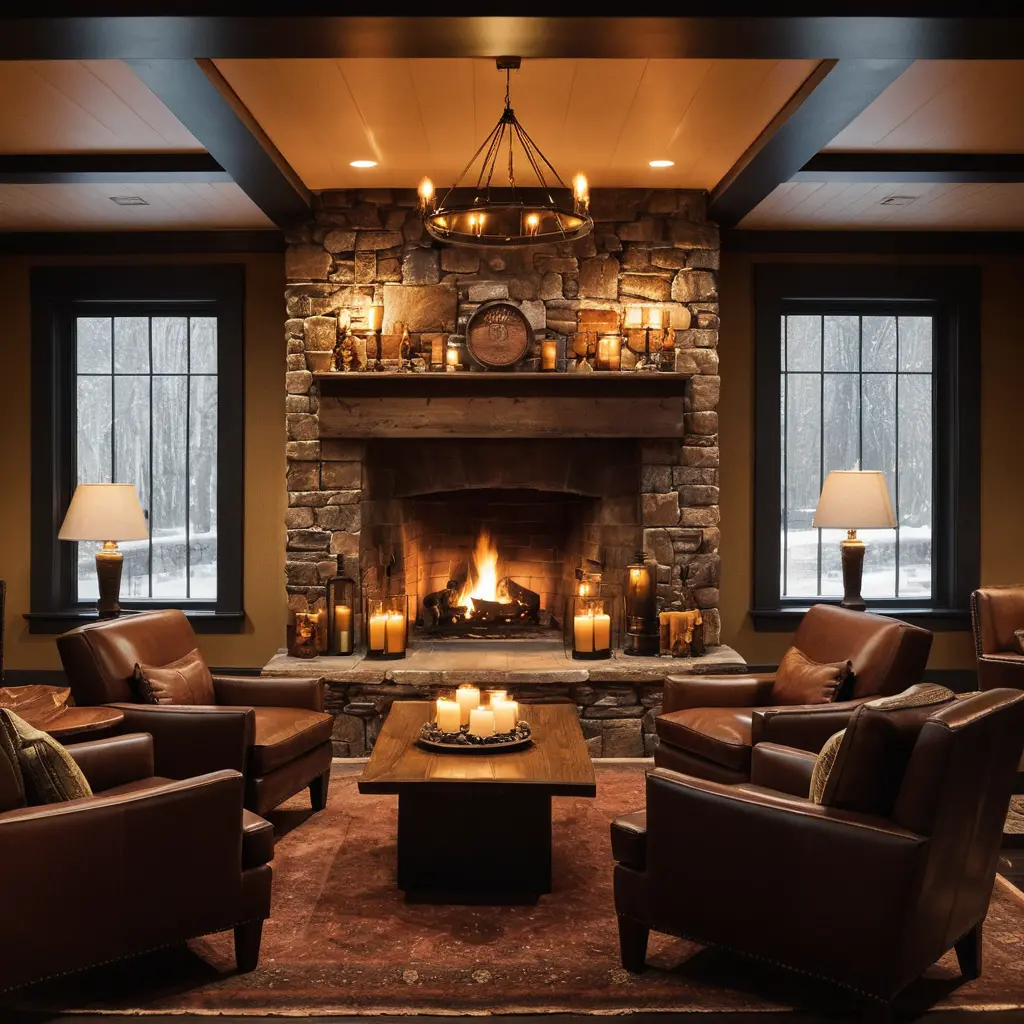 Whisky Lounge with a Fireplace