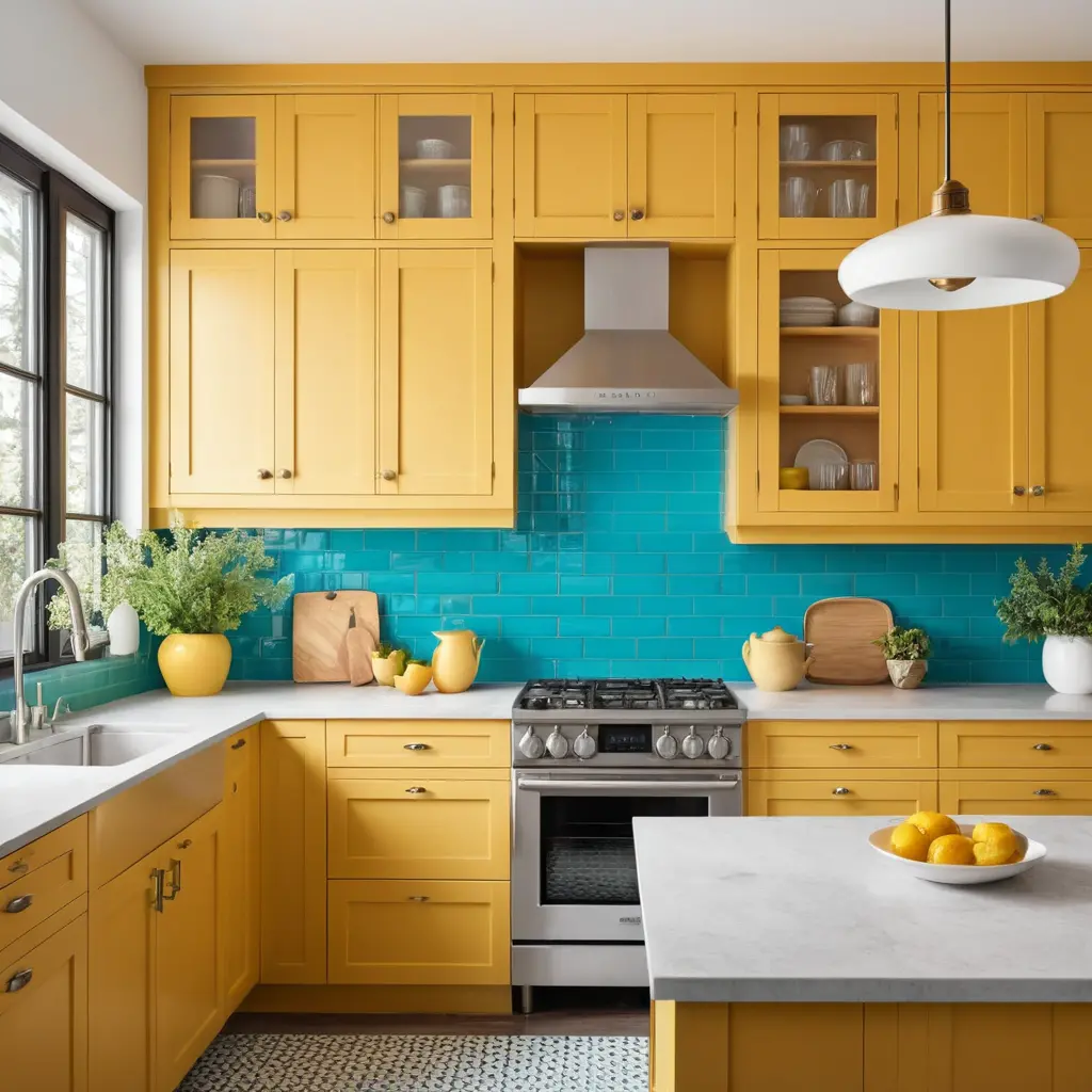 White Oak Cabinets with Colorful Backsplash for Fun and Creativity