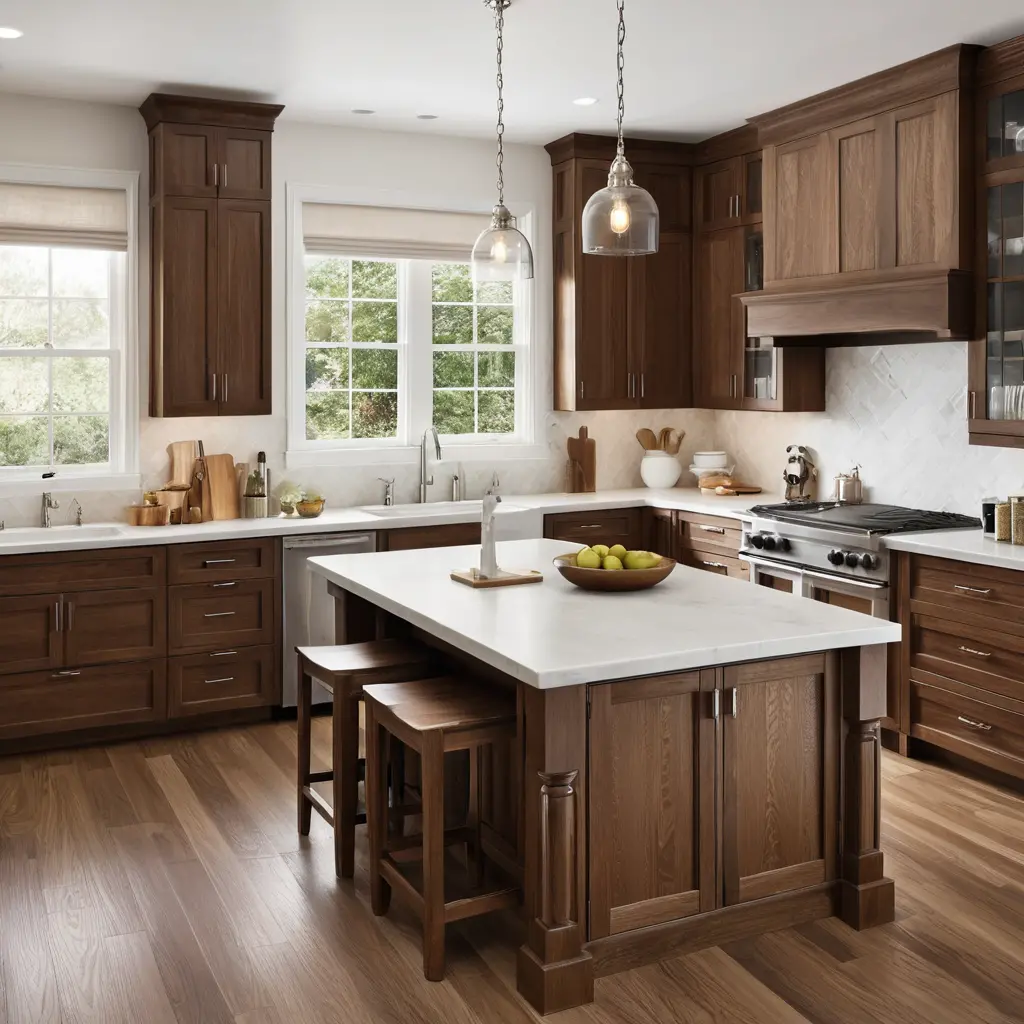 White Oak Cabinets with Dark Walnut Accents for a Two-Tone Design