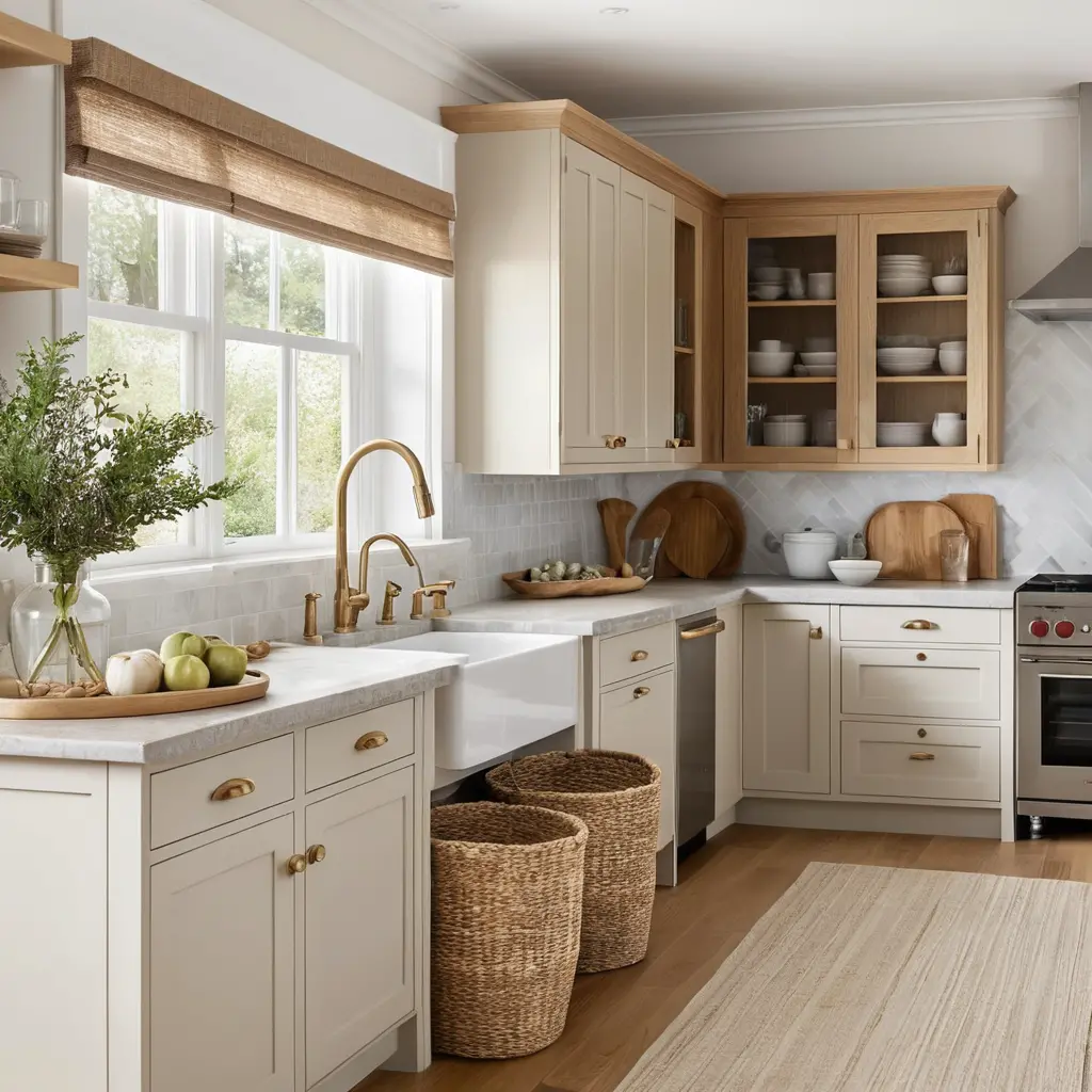 White Oak Cabinets with Neutral Textures for a Soft, Calming Look