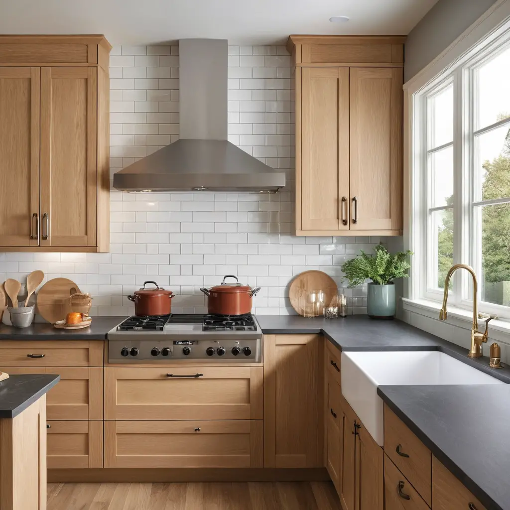 White Oak Cabinets with Subway Tile Backsplash for Timeless Elegance