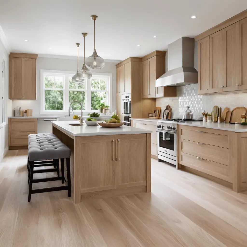 White Oak Cabinets with a Light Gray Color Scheme for Soft Contrast