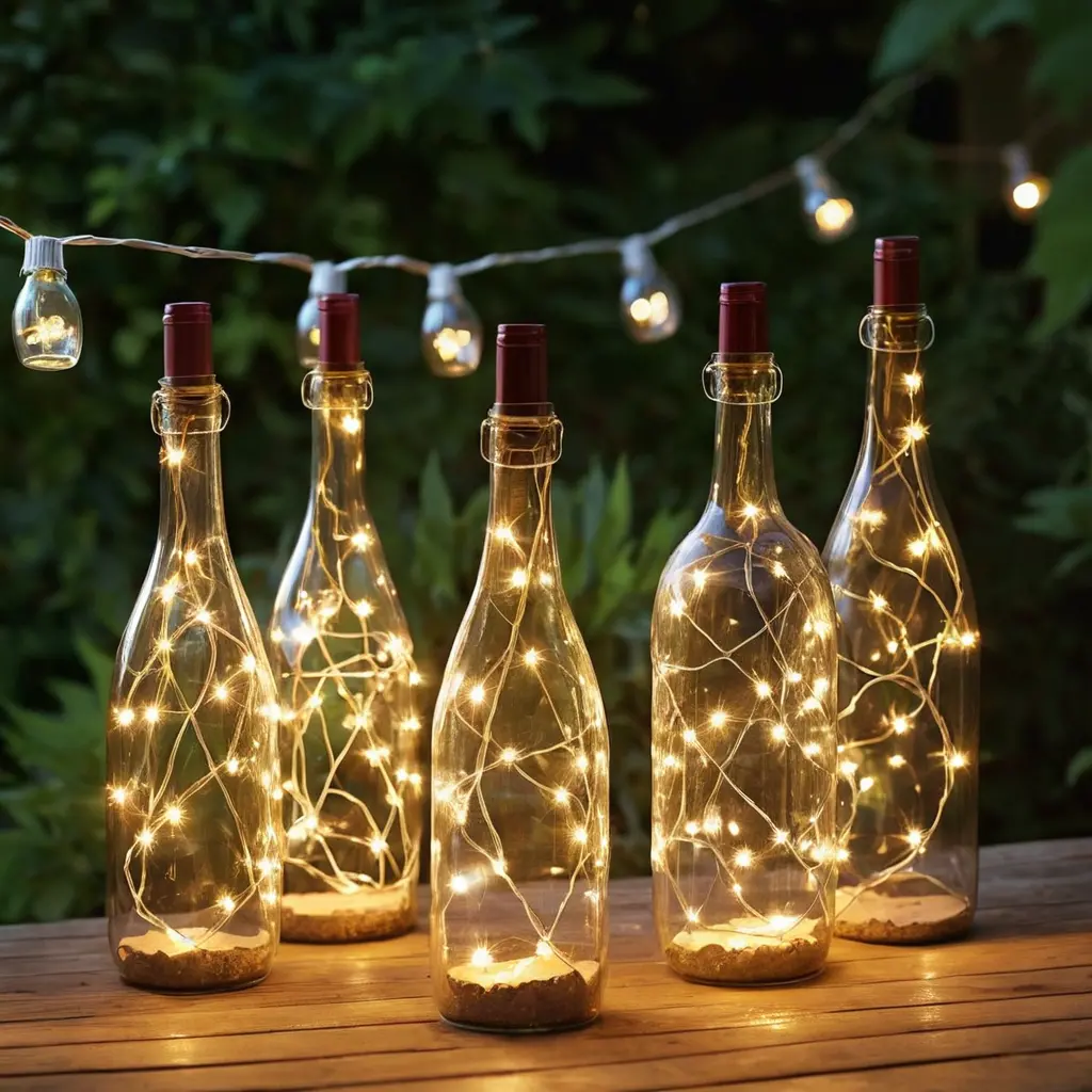 Wine Bottle String Lights for a Repurposed Touch