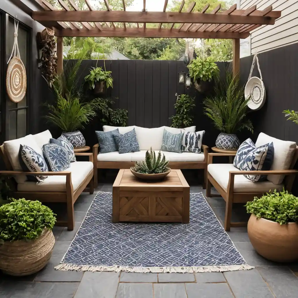 Artisan Outdoor Patio with Handcrafted Items