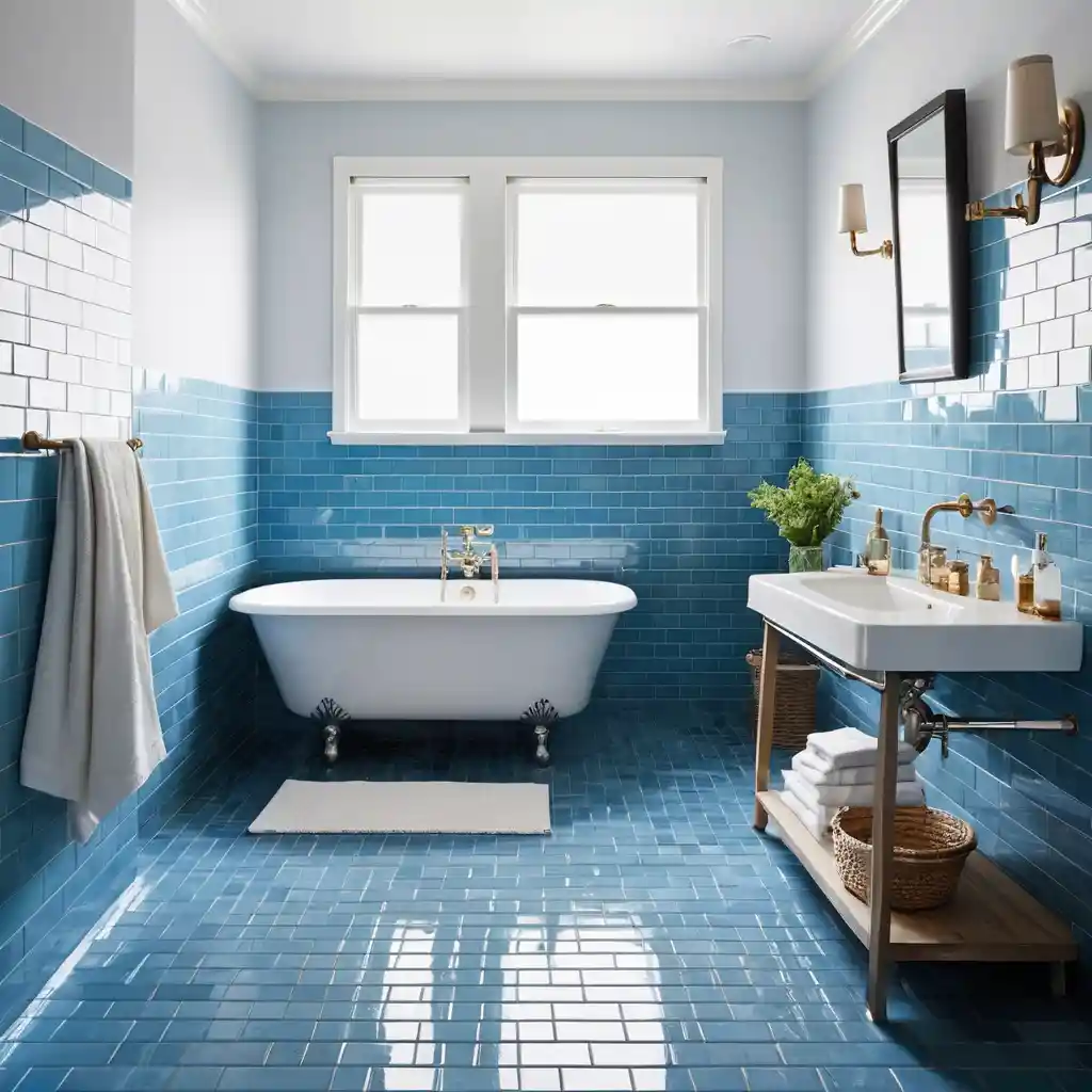 Blue Subway Tile Flooring