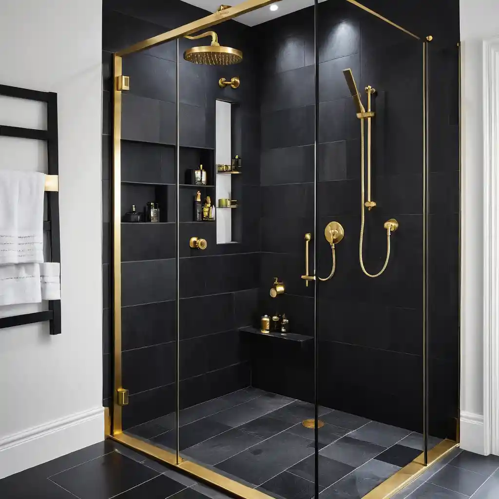 Bold Walk-In Shower with Black Tiles