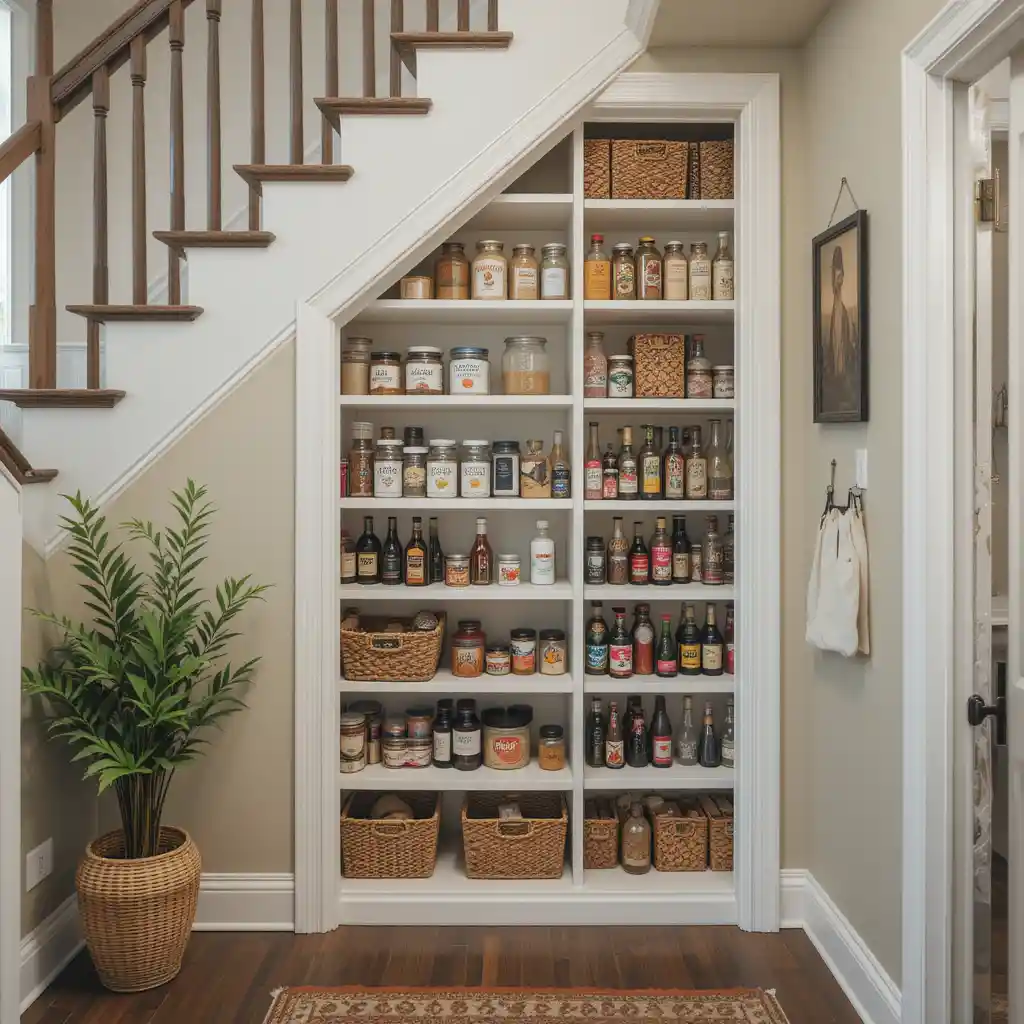 Compact Pantry Under Stairs