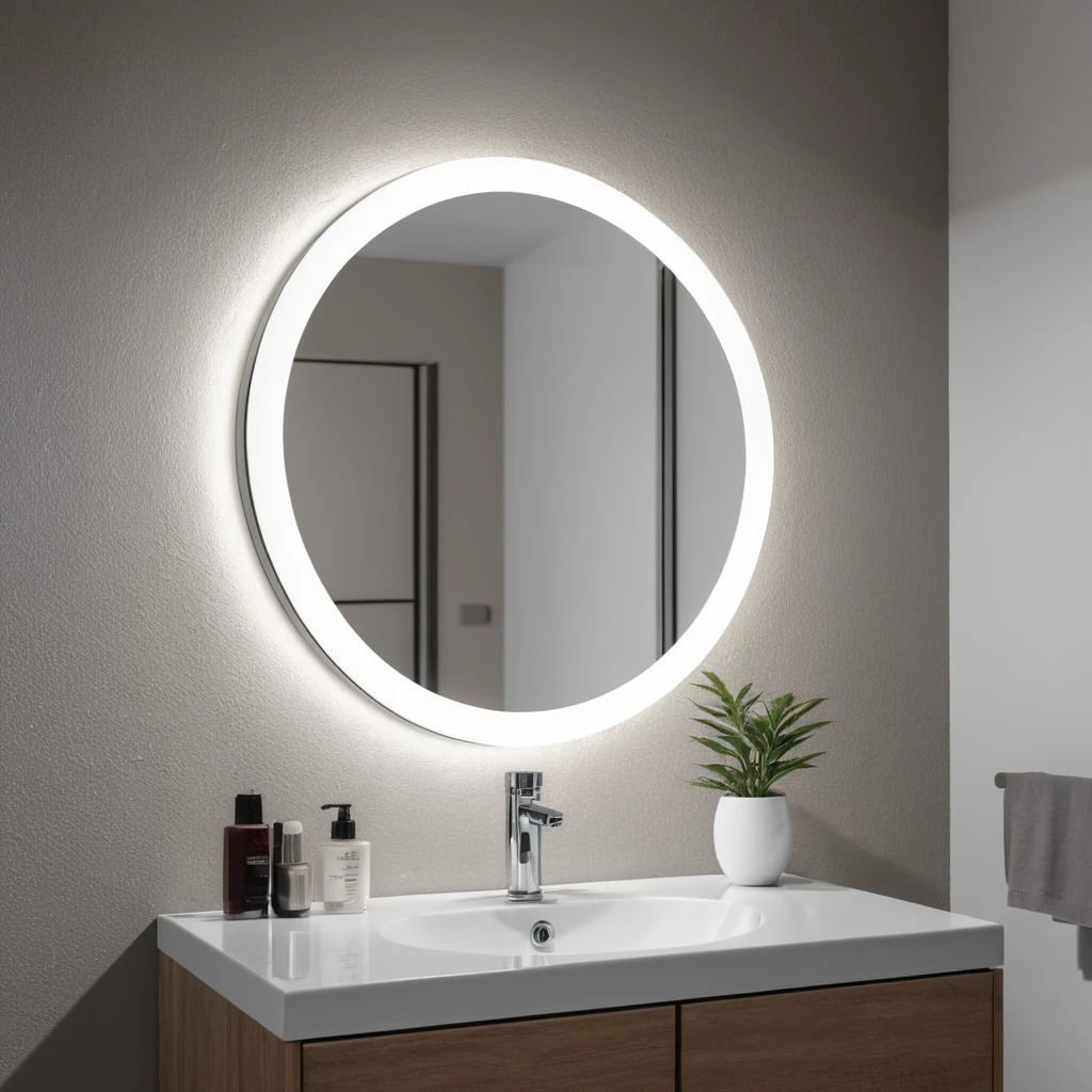 Compact Round Mirror with LED Lighting