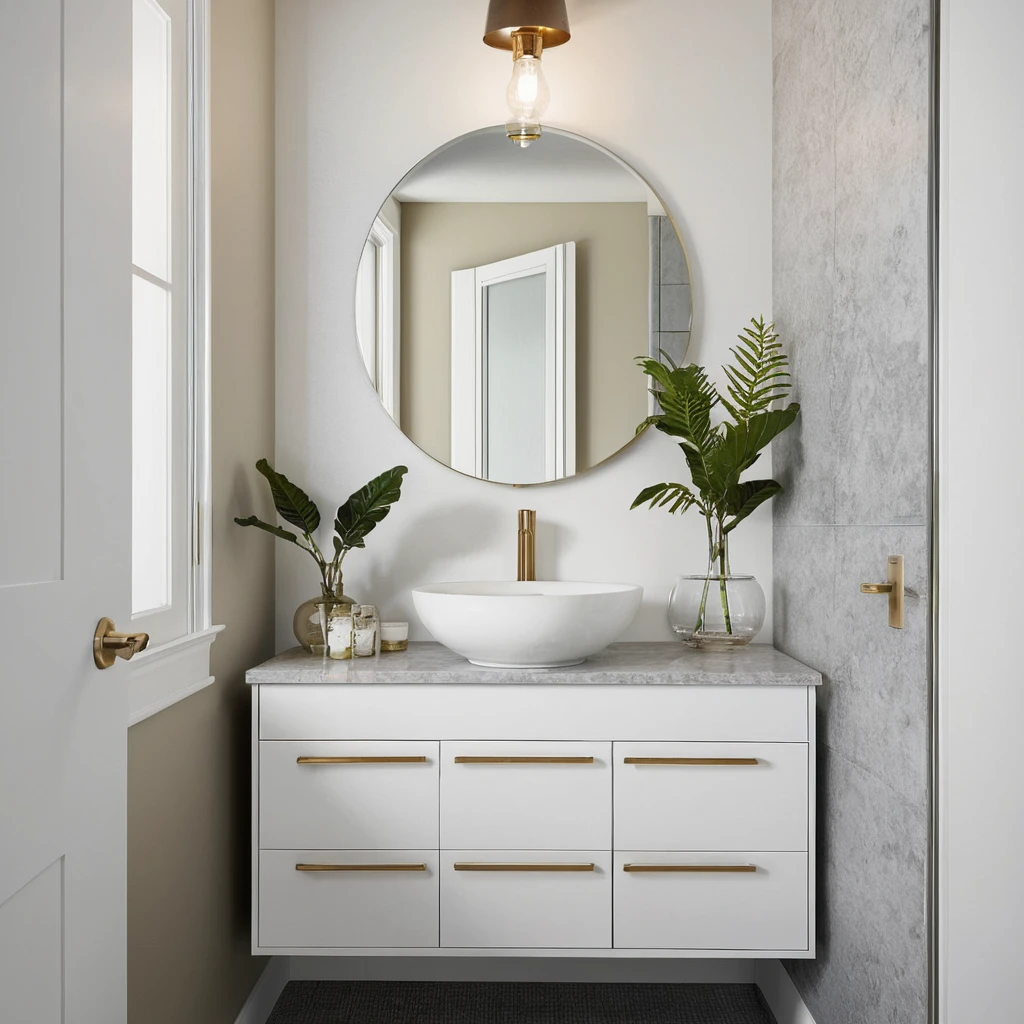 Compact Vanity with Vessel Sink