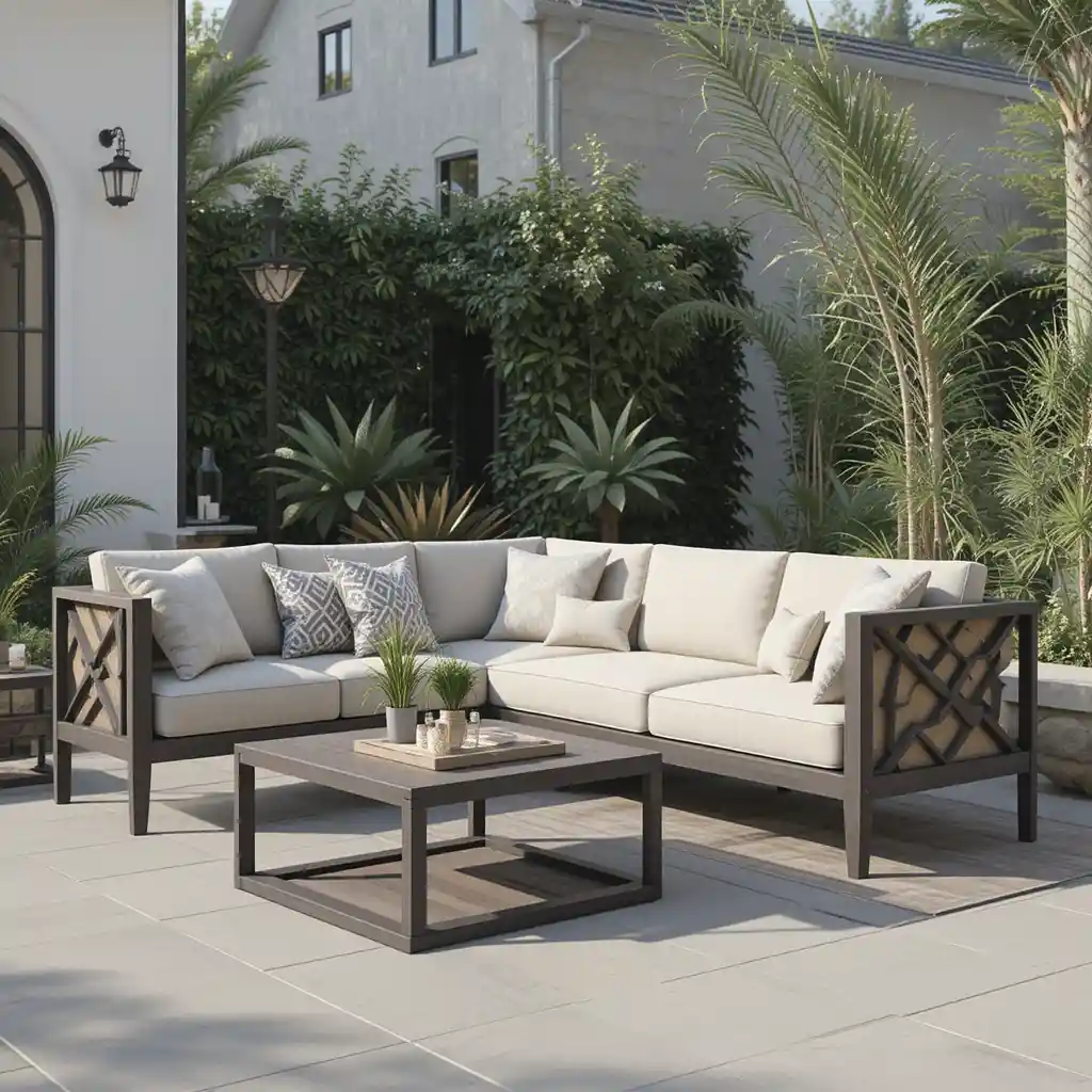 Contemporary Outdoor Sofa with Geometric Design