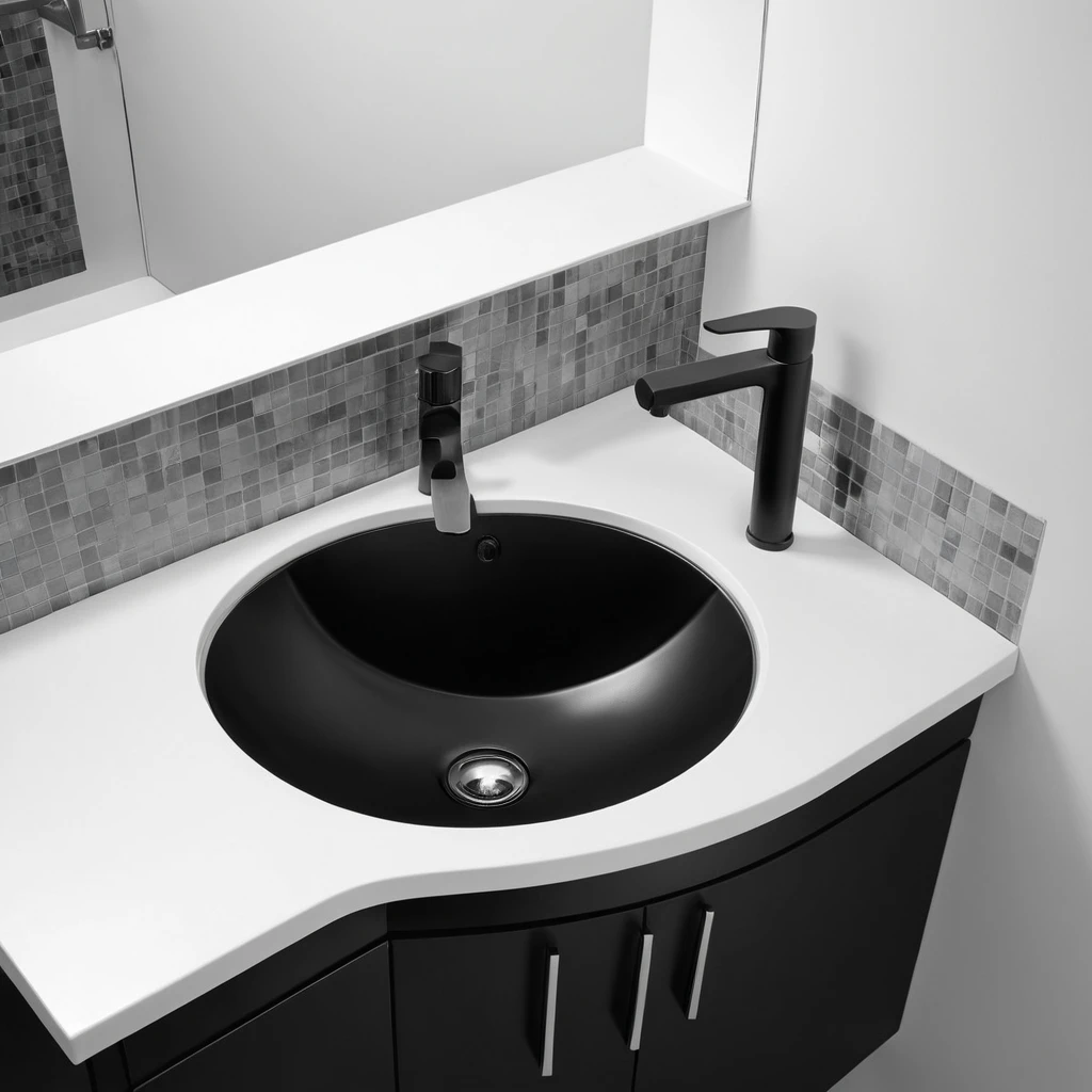 Corner Sink with Sleek Fixtures