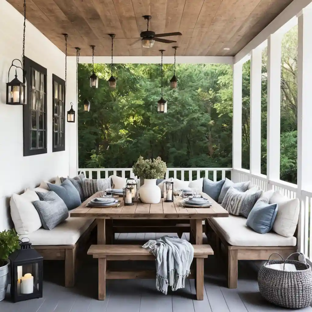 Cozy Covered Porch Dining