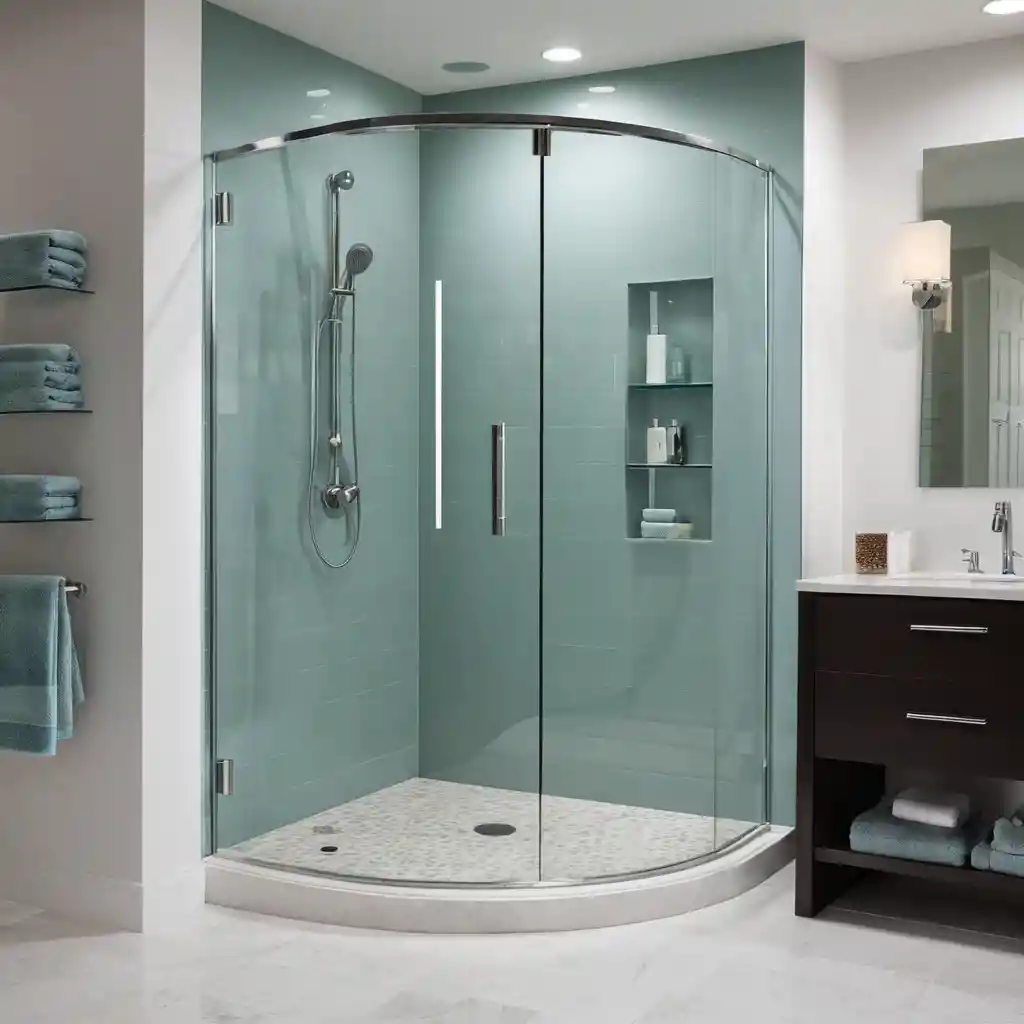 Curved Walk-In Shower with Glass Enclosure