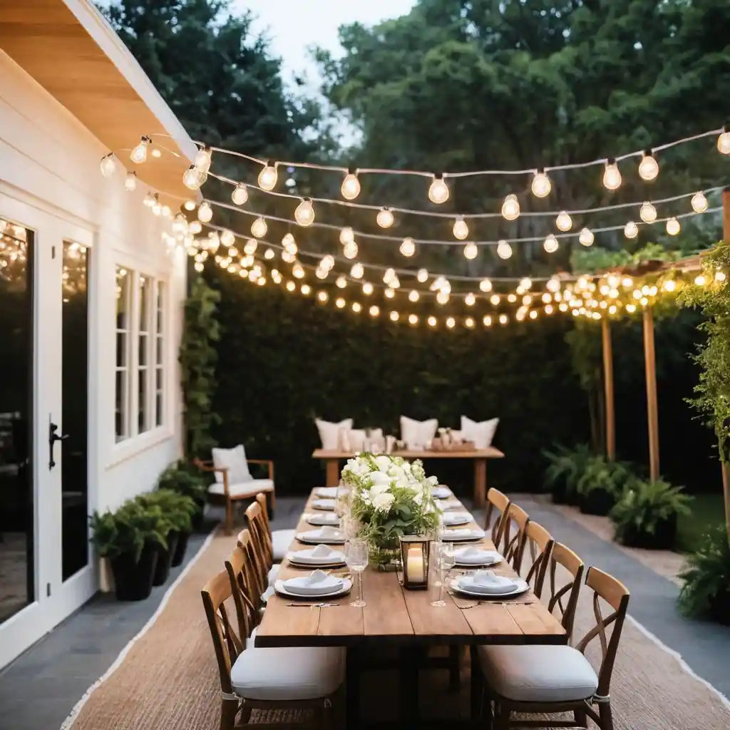 Elegant Dining Under String Lights