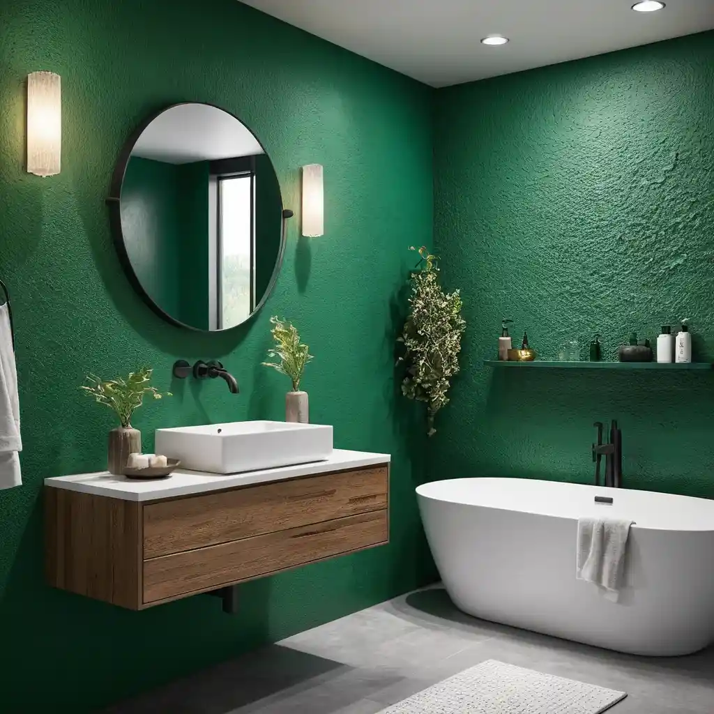 Emerald Green Accents with Textured Walls