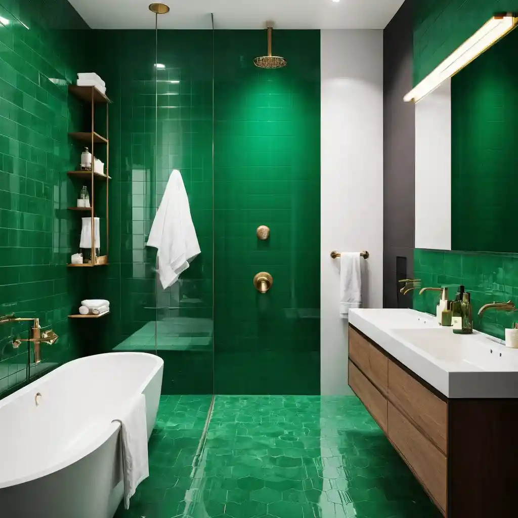 Emerald Green Floor-to-Ceiling Tiles