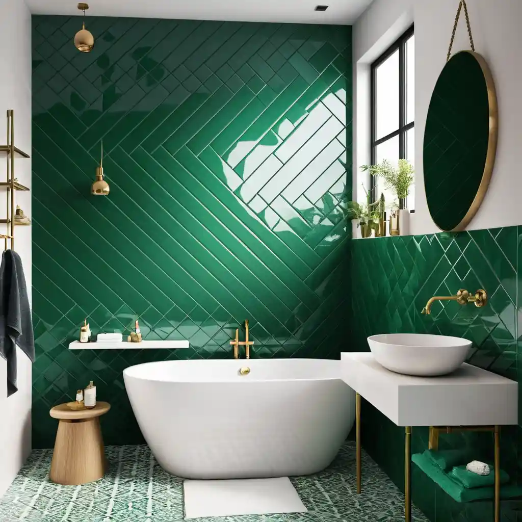 Emerald Green Geometric Tiles