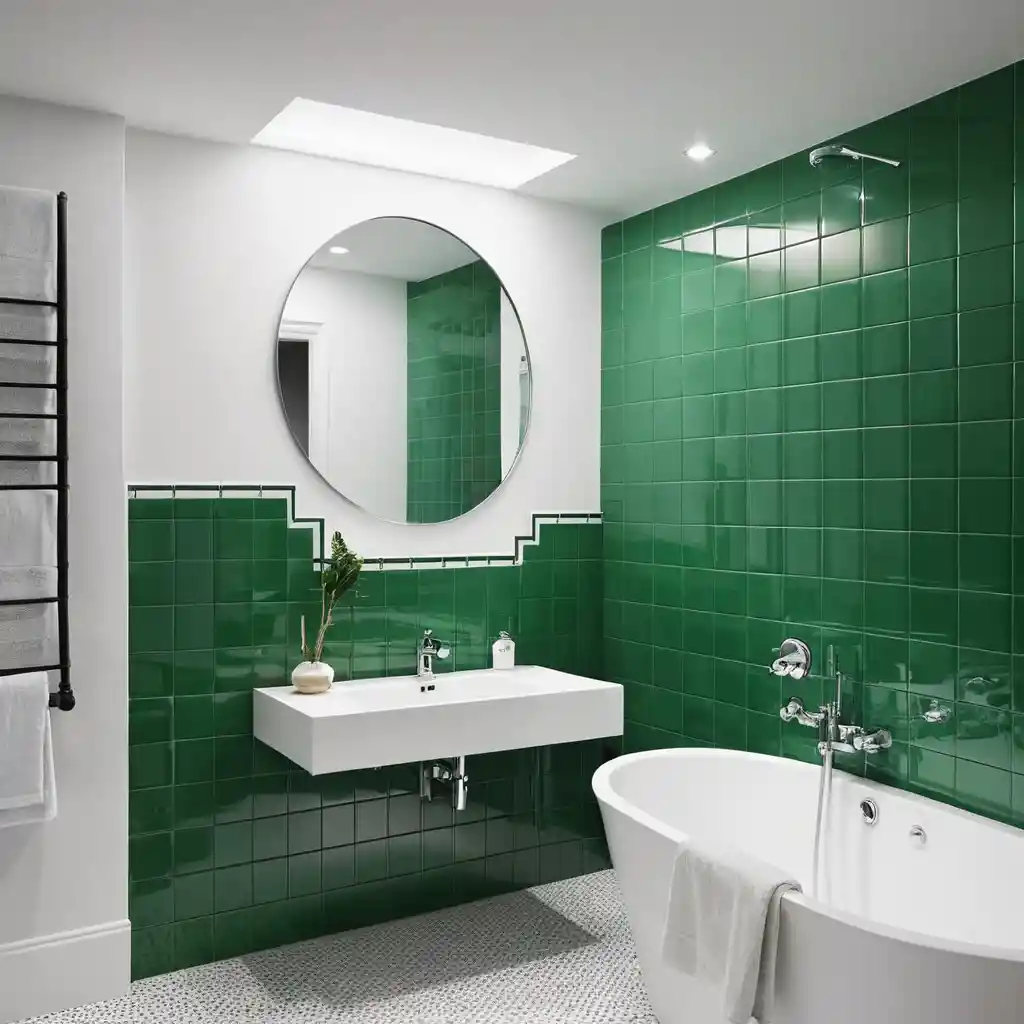 Emerald Green Tile Border with White Walls